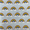 Wholesale Little Johnny 15 Metres Rainbow Clouds 100% Cotton Fabric Roll – Baby Blue Rainbow Print Dress Fabric | Children’s Craft & Quilting Material - Bull Ring Fabrics