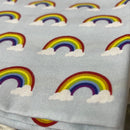 Wholesale Little Johnny 15 Metres Rainbow Clouds 100% Cotton Fabric Roll – Baby Blue Rainbow Print Dress Fabric | Children’s Craft & Quilting Material - Bull Ring Fabrics