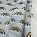 Wholesale Little Johnny 15 Metres Rainbow Clouds 100% Cotton Fabric Roll – Baby Blue Rainbow Print Dress Fabric | Children’s Craft & Quilting Material - Bull Ring Fabrics