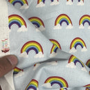 Wholesale Little Johnny 15 Metres Rainbow Clouds 100% Cotton Fabric Roll – Baby Blue Rainbow Print Dress Fabric | Children’s Craft & Quilting Material - Bull Ring Fabrics
