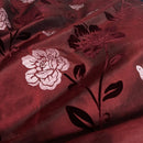 Wine/Red Velvet Flock Taffeta Fabric Silver Floral Roses Dress Material 150cm - Bull Ring Fabrics