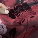 Wine/Red Velvet Flock Taffeta Fabric Silver Floral Roses Dress Material 150cm - Bull Ring Fabrics