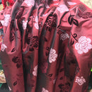 Wine/Red Velvet Flock Taffeta Fabric Silver Floral Roses Dress Material 150cm - Bull Ring Fabrics