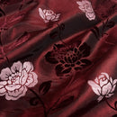 Wine/Red Velvet Flock Taffeta Fabric Silver Floral Roses Dress Material 150cm - Bull Ring Fabrics
