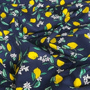 Yellow Lemons Rose & Hubble 100% Cotton Poplin Fabric 45", Navy - Bull Ring Fabrics