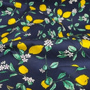 Yellow Lemons Rose & Hubble 100% Cotton Poplin Fabric 45", Navy - Bull Ring Fabrics