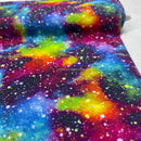 100% Cotton Galaxy Stars Space Planets 140cm, Multicoloured