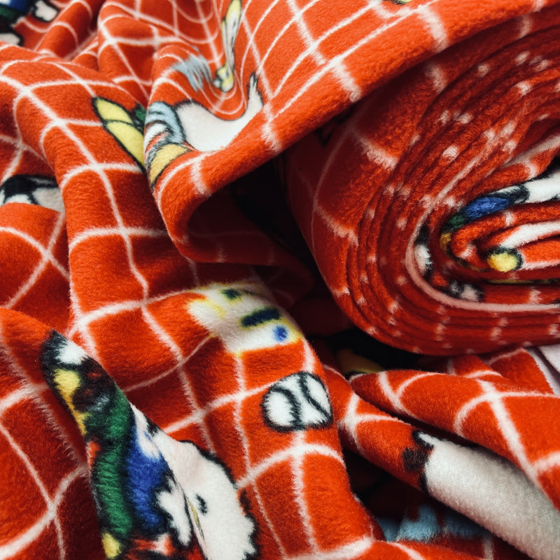 Polarfleece-Stoff mit DD-Enten-Print, Rot