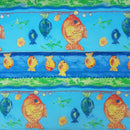 BLUE AQUARIUM FISH SEA LIFE WATER RESISTANT RIPSTOP FABRIC MATERIAL BY THE METRE