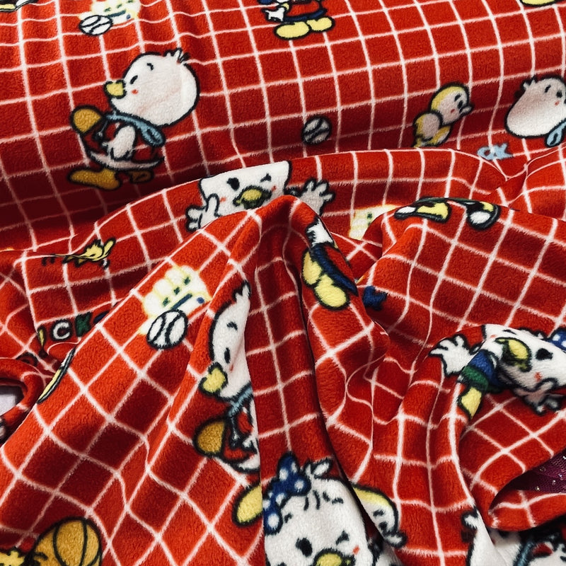 Polarfleece-Stoff mit DD-Enten-Print, Rot