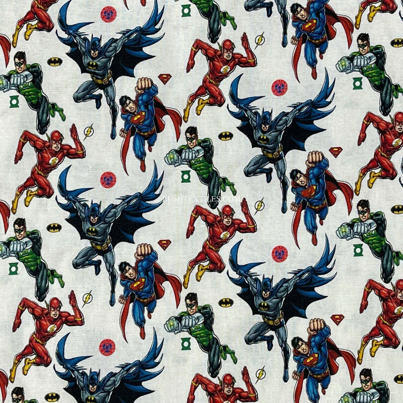 100% Cotton Digital Fabric Justice League Superhero Marvel 140cm - Bull Ring Fabrics
