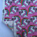 100% Cotton Poplin Fabric Rainbow Unicorns Rose & Hubble 45” - Bull Ring Fabrics