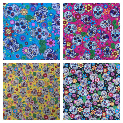 100% Cotton Poplin Fabric Rose & Hubble Sugar Skulls Day Of The Dead Material 45" - Bull Ring Fabrics