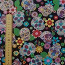 100% Cotton Poplin Fabric Rose & Hubble Sugar Skulls Day Of The Dead Material 45" - Bull Ring Fabrics