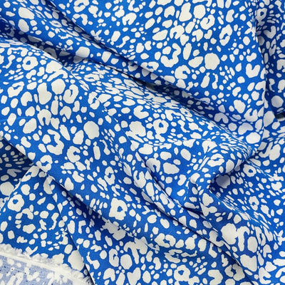 100% Viscose Abstract Summer Dress Fabric, Denim Blue - Bull Ring Fabrics