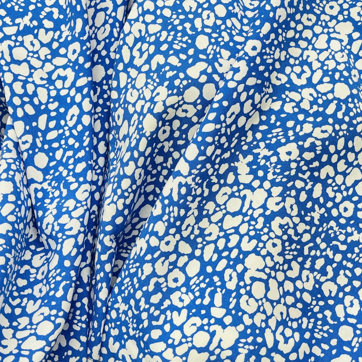 100% Viscose Abstract Summer Dress Fabric, Denim Blue - Bull Ring Fabrics