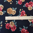 100% Viscose Floral Roses Summer Dress Fabric 60", Black - Bull Ring Fabrics
