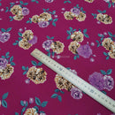 100% Viscose Floral Roses Summer Dress Fabric 60", Wine - Bull Ring Fabrics