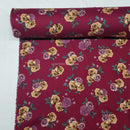 100% Viscose Floral Roses Summer Dress Fabric 60", Wine - Bull Ring Fabrics