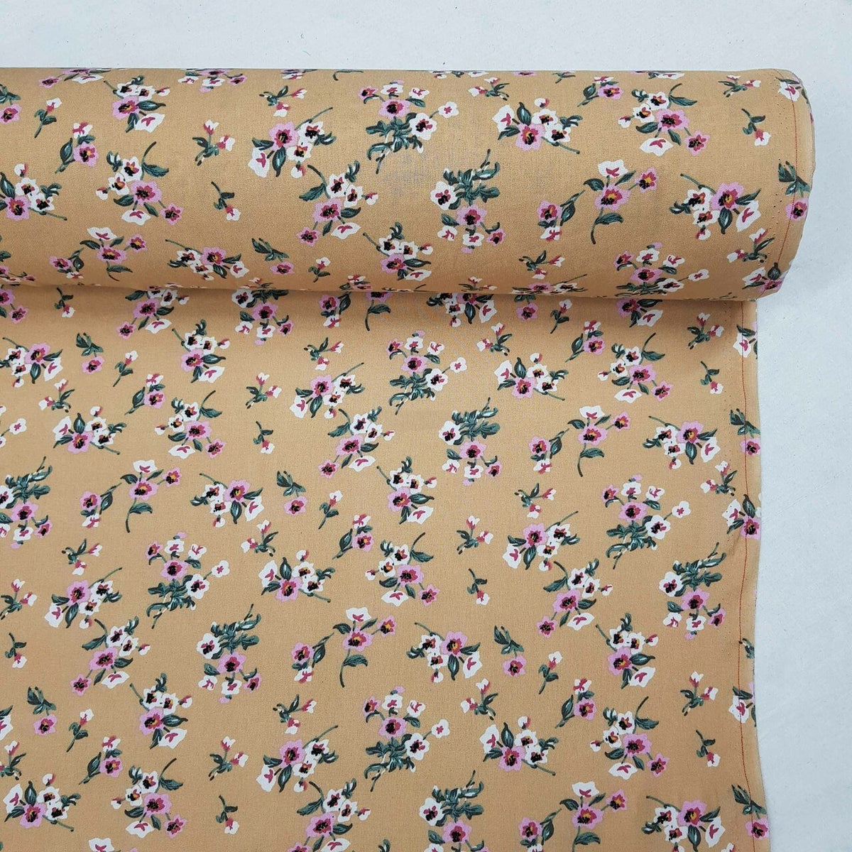 100% Viscose Floral Summer Dress Fabric 60", Nude Blush - Bull Ring Fabrics