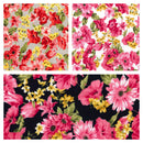 Floral Flowers Print Rose & Hubble Dress Cotton Patchwork Cushions Quilt Fabric