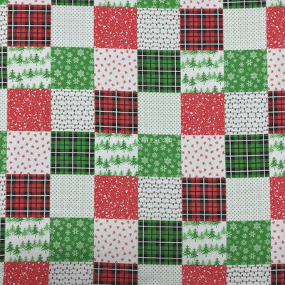 10m Square Christmas Patchwork Quilting Polycotton Xmas Fabric 45", Red - Bull Ring Fabrics