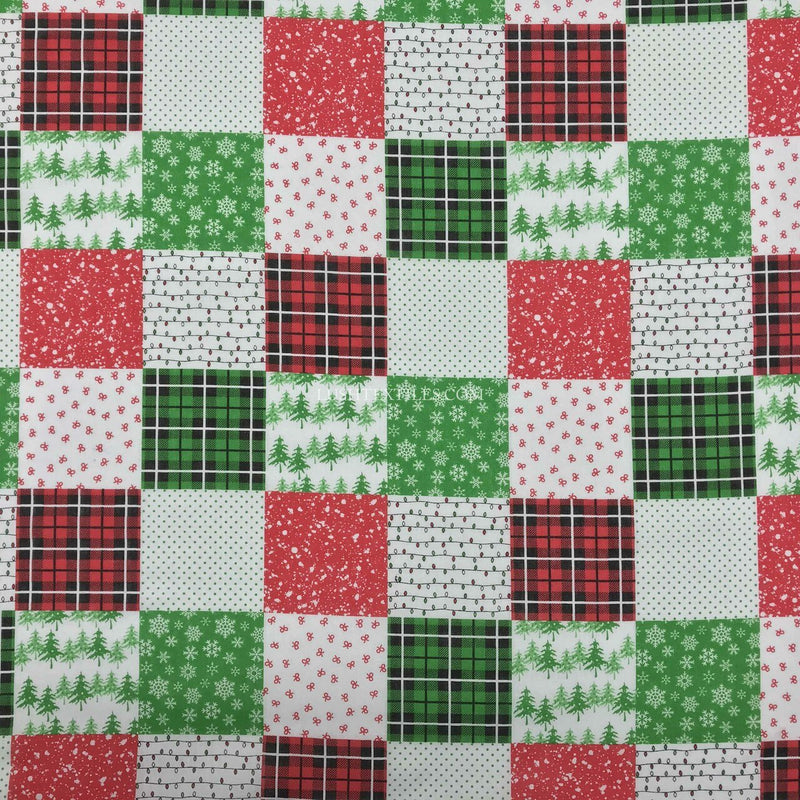 10m Square Christmas Patchwork Quilting Polycotton Xmas Fabric 45", Red - Bull Ring Fabrics
