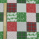 10m Square Christmas Patchwork Quilting Polycotton Xmas Fabric 45", Red - Bull Ring Fabrics