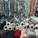 Floral Flowers Digital Print Plush Velvet Curtain Fabric, Black