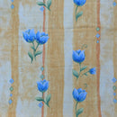 Blue Tulips Flowers Vintage Cotton Fabric 140cm, Yellow