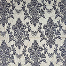 Black Velvet Flock Damask Taffeta Fabric, Gold