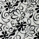 Black Monaco Velvet Flock Taffeta Fabric, White
