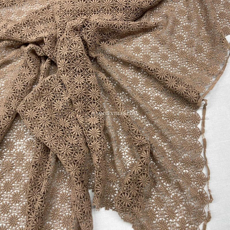 Guipure-Spitze mit Blumenmuster, braun, gefleckt, für Kleider, Dessous, Hochzeitsstoff, 127 cm