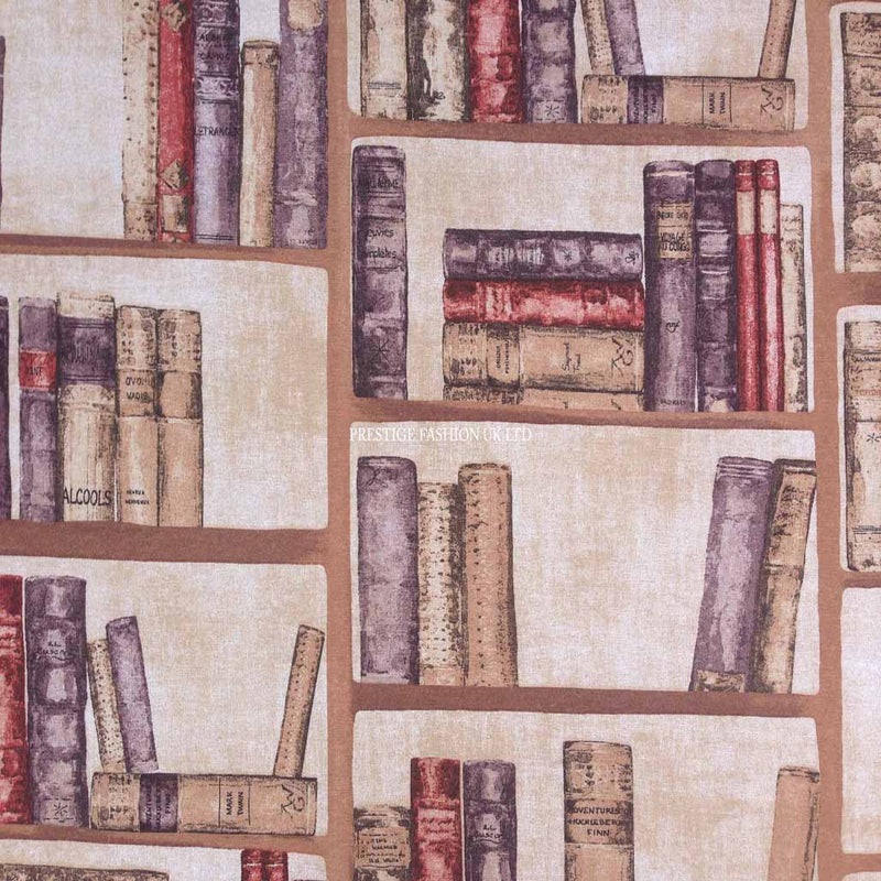 Library Books & Bookshelf Print Furnishing Fabric