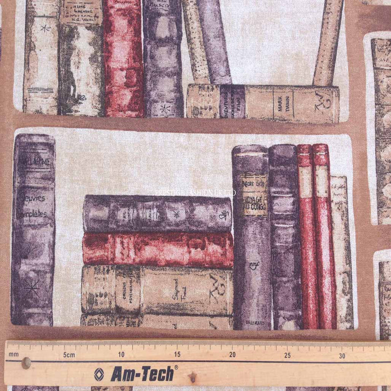 Library Books & Bookshelf Print Furnishing Fabric