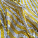 Tissu rayé pour robe Lame, jaune/argenté