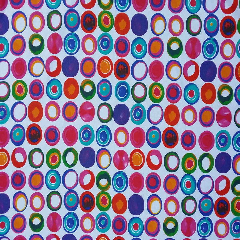 Funky Spotted Multicoloured Cotton Craft Fabric 140cm, White