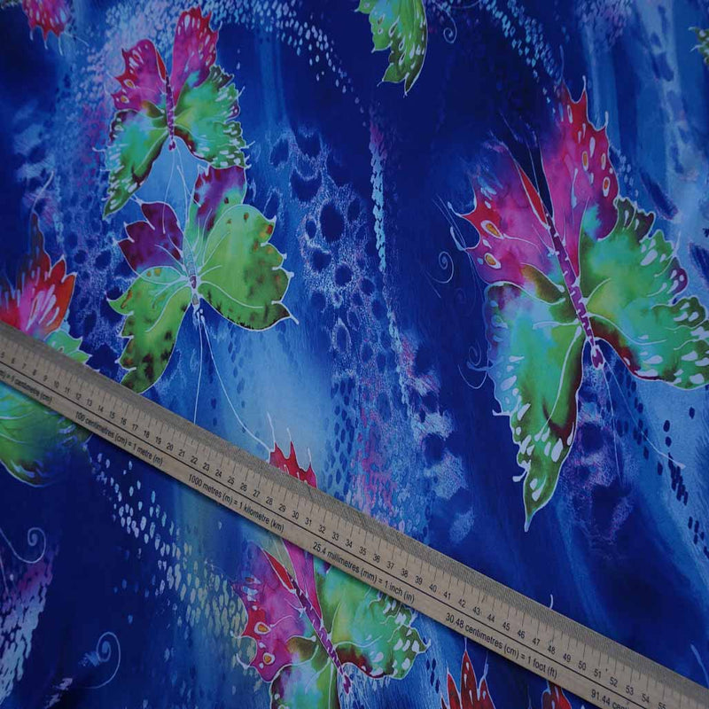 Butterfly Print Summer Silky Satin Dress Fabric
