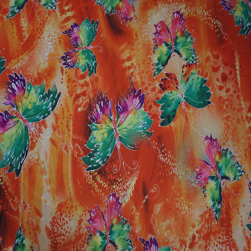 Butterfly Print Summer Silky Satin Dress Fabric