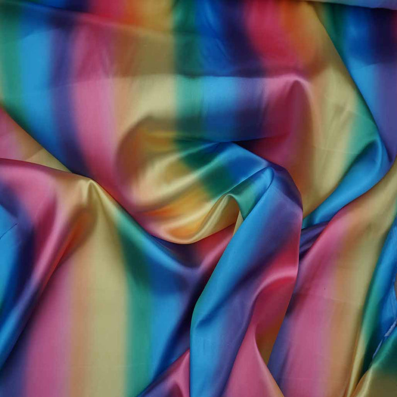 Rainbow Satin Dress Fabric