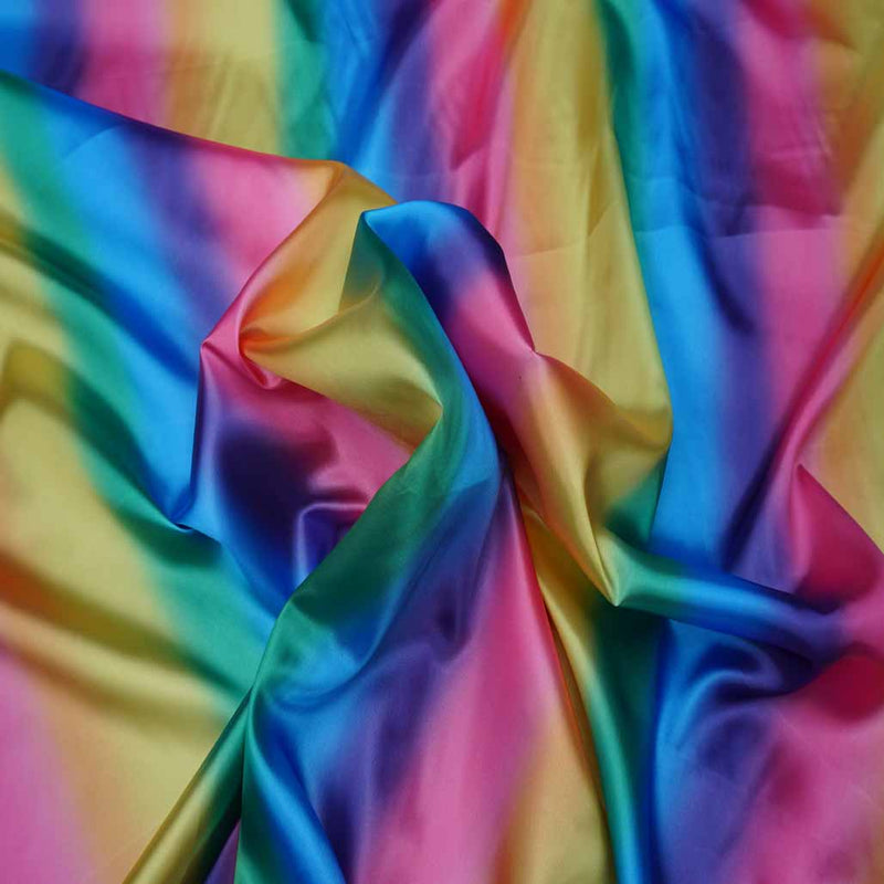 Rainbow Satin Dress Fabric