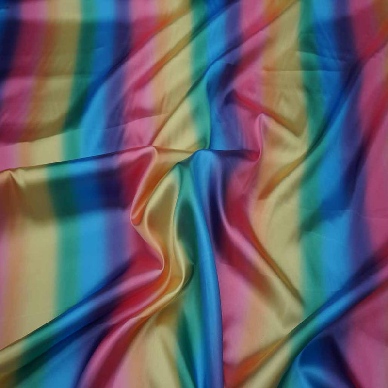Rainbow Satin Dress Fabric
