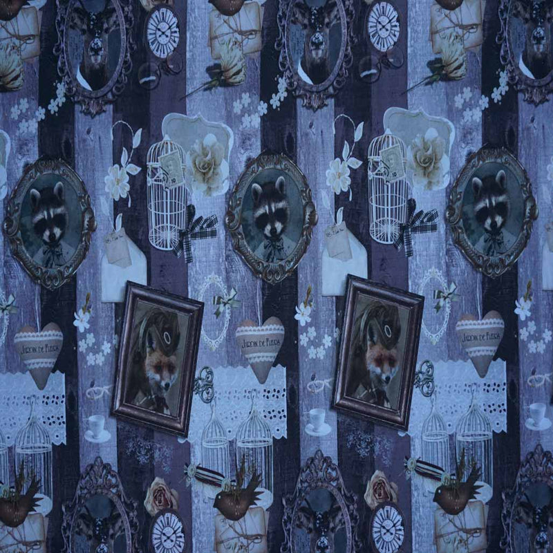 Animals In Picture Frames Print Digital Furnishing Fabric