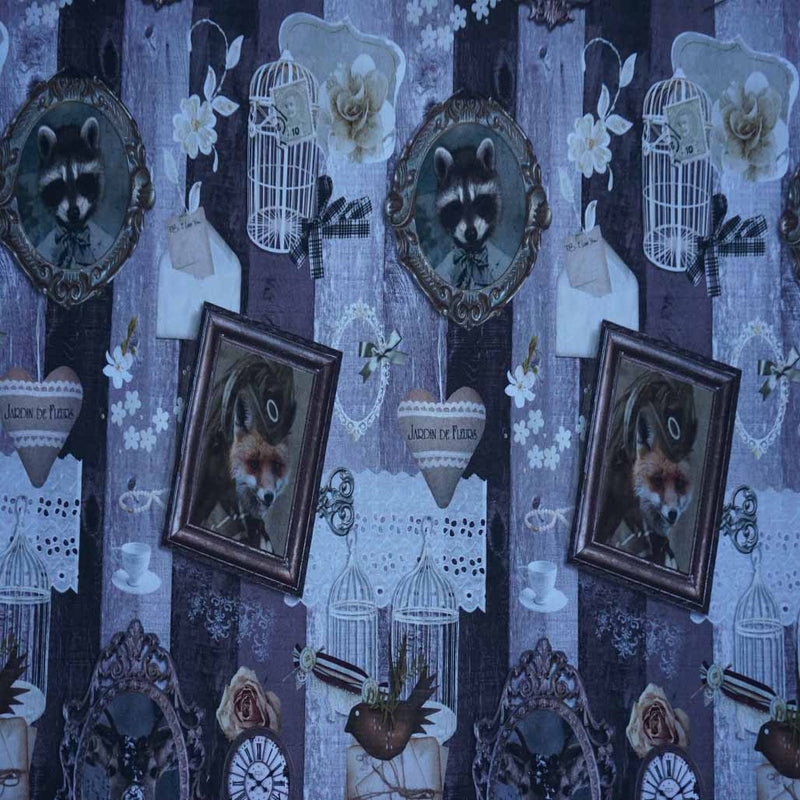 Animals In Picture Frames Print Digital Furnishing Fabric