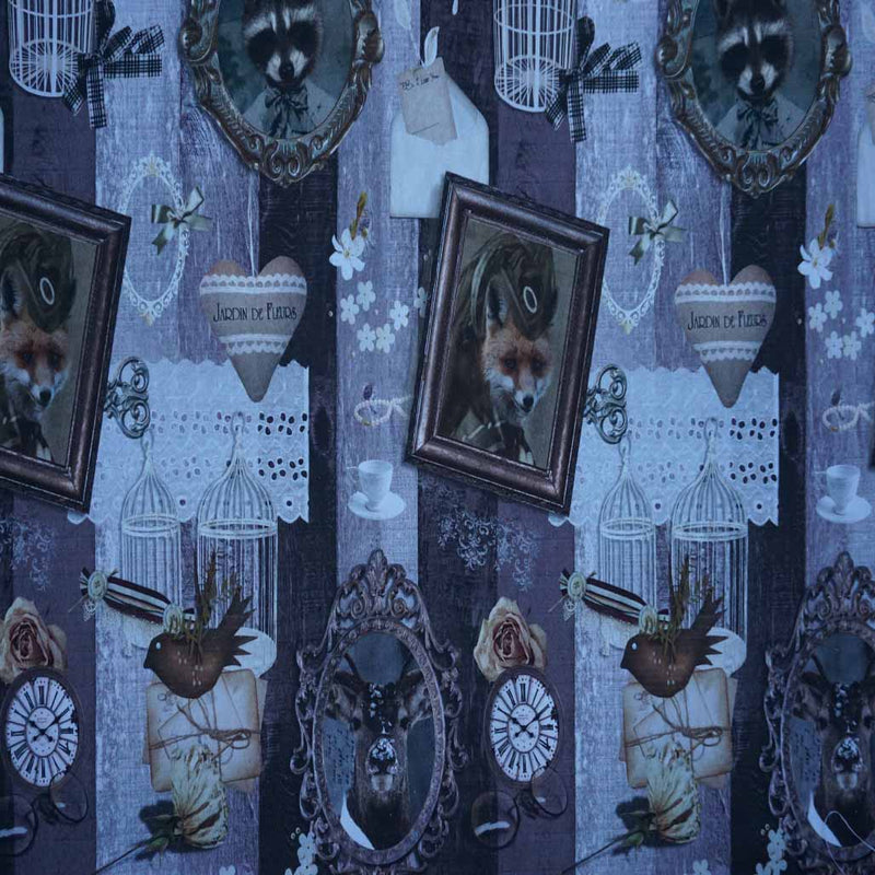Animals In Picture Frames Print Digital Furnishing Fabric