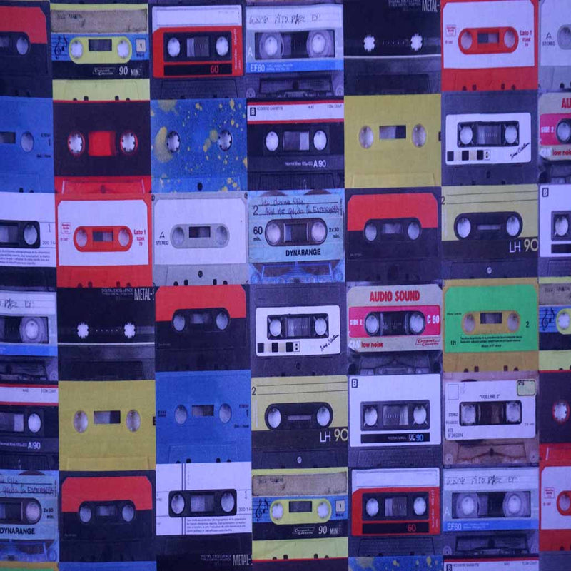 Vintage Audio Cassettes Digital Print Fabric