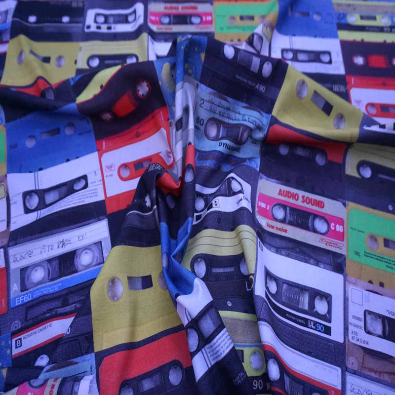 Vintage Audio Cassettes Digital Print Fabric