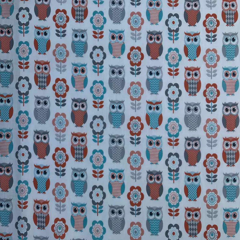 Owls Print Polycotton Fabric
