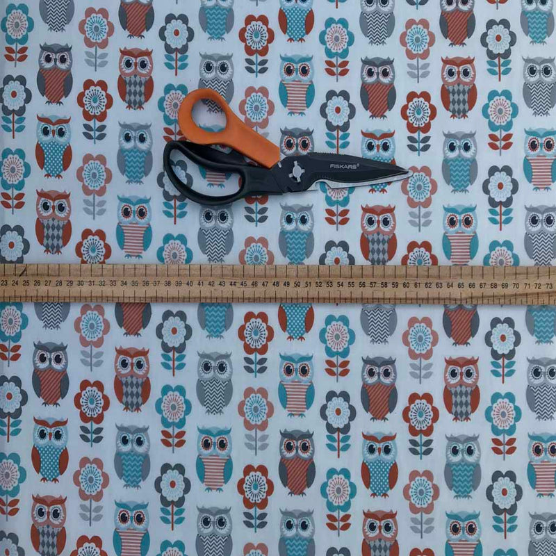 Owls Print Polycotton Fabric