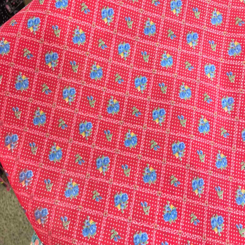 Patchworkstoff mit Rosen, Polycotton, Rot 